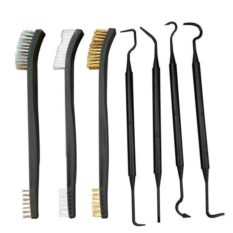 Universal Gun Cleaning Kit with Steel Wire Brushes and Picks-E