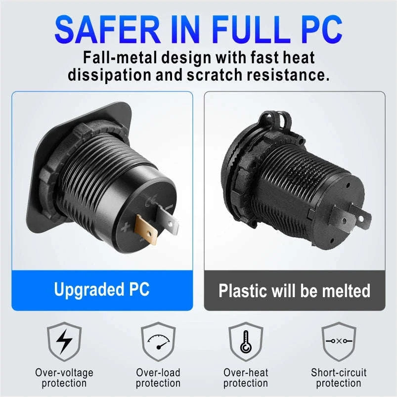 Universal Motorcycle Car Charger Dual USB Power Socket 12V-24V-001 / China Mainland