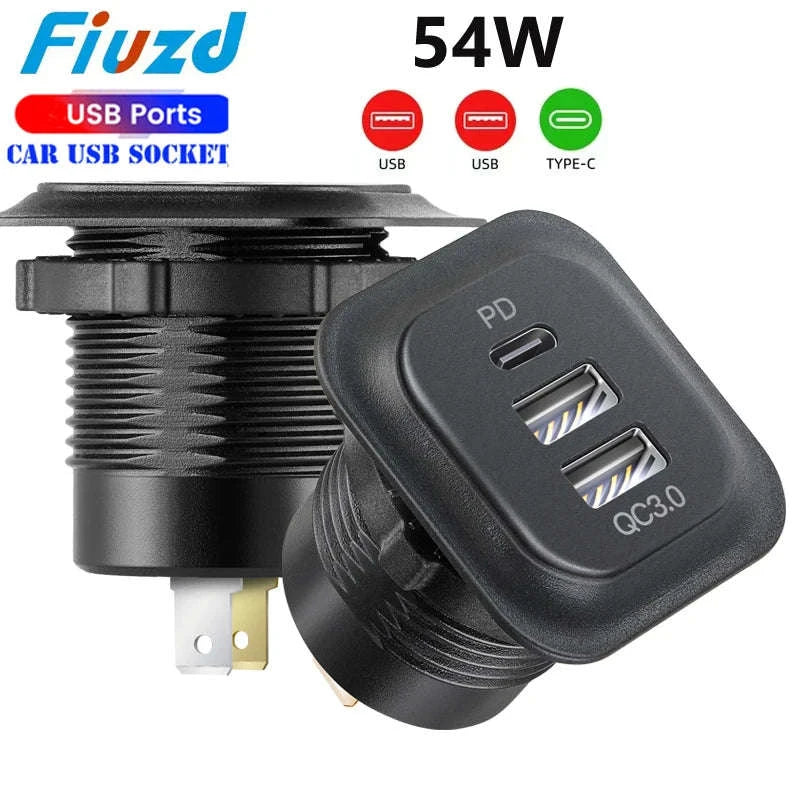 Universal Motorcycle Car Charger Dual USB Power Socket 12V-24V-001 / China Mainland