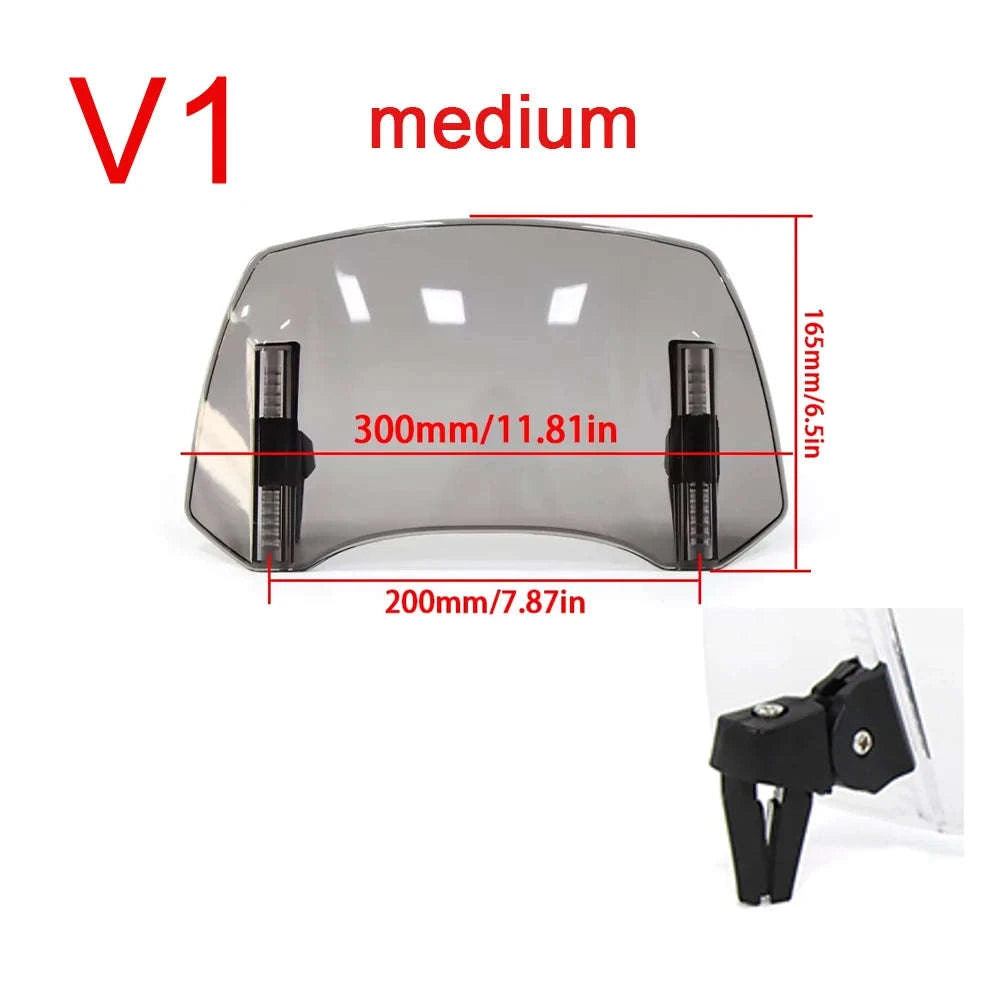 Universal Motorcycle Windshield Extension Adjustable Deflector-V2 Medium Clear