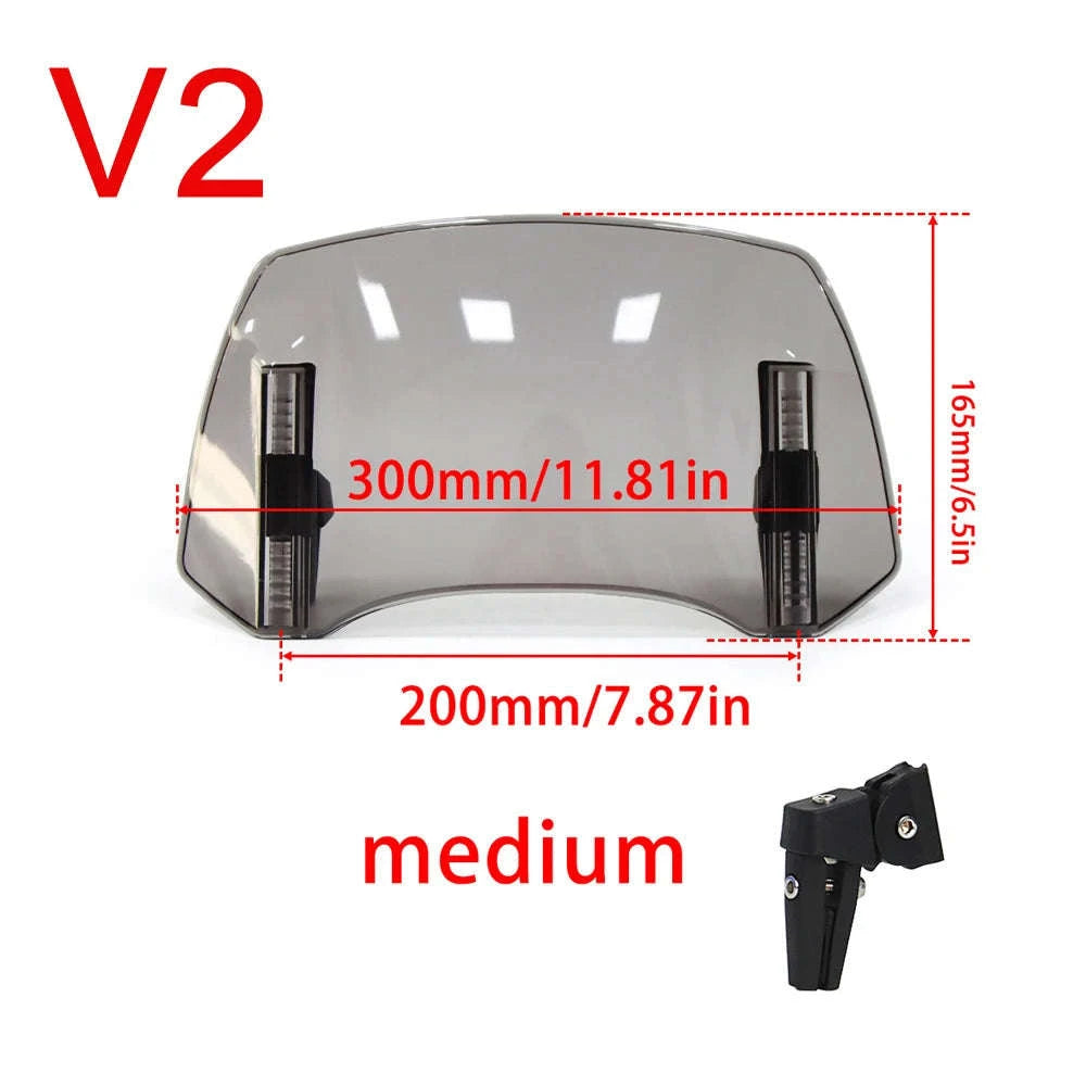 Universal Motorcycle Windshield Extension Adjustable Deflector-V2 Medium Clear