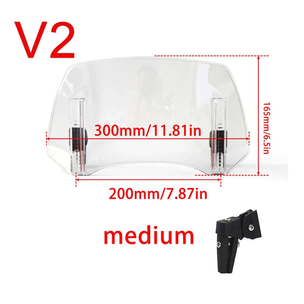 Universal Motorcycle Windshield Extension Adjustable Deflector-V2 Medium Clear