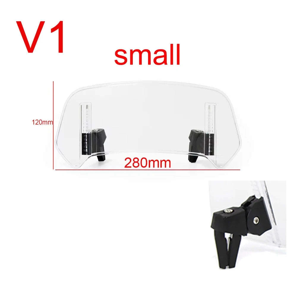 Universal Motorcycle Windshield Extension Adjustable Deflector-V2 Medium Clear