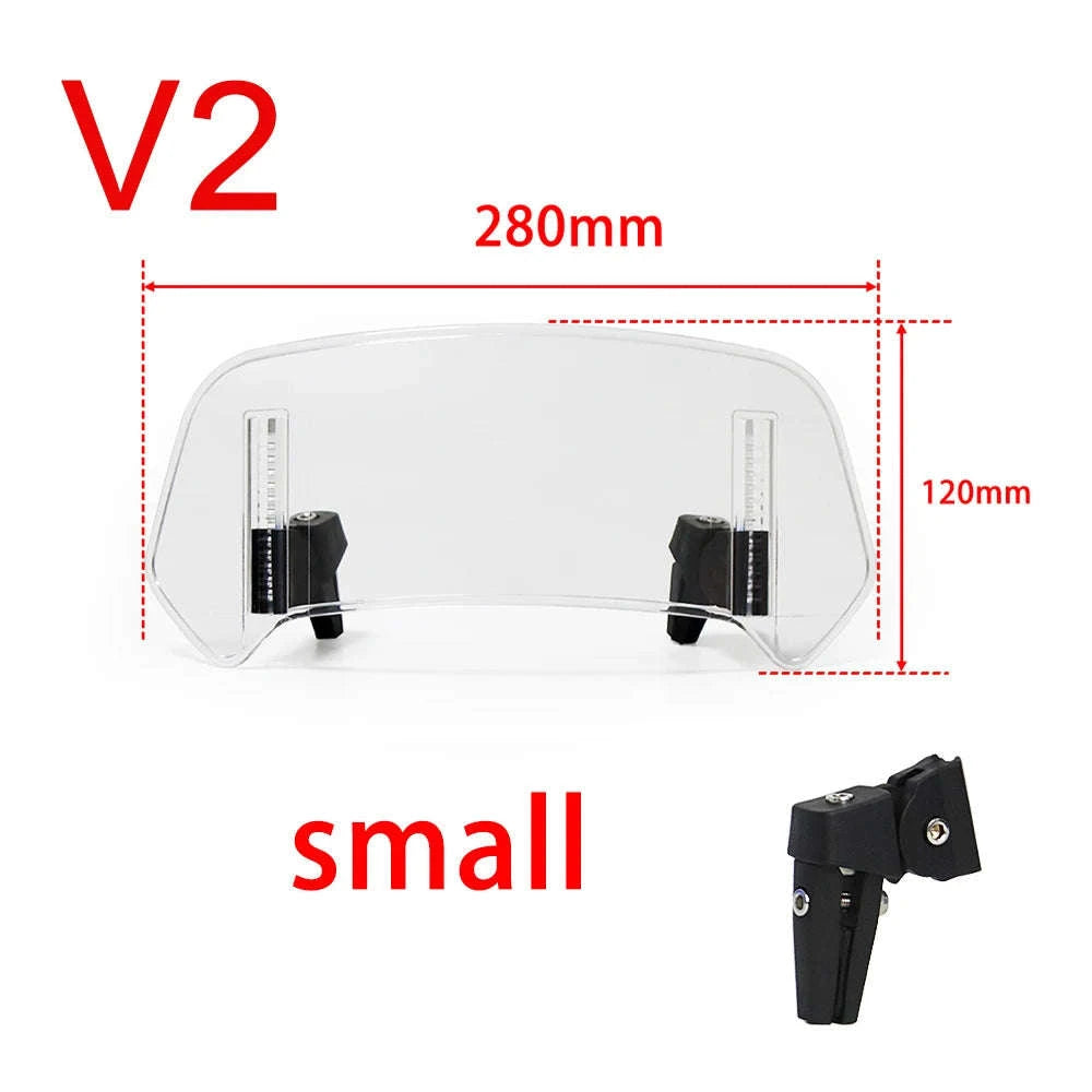 Universal Motorcycle Windshield Extension Adjustable Deflector-V2 Medium Clear
