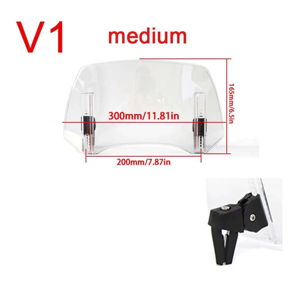 Universal Motorcycle Windshield Extension Adjustable Deflector-V2 Medium Clear