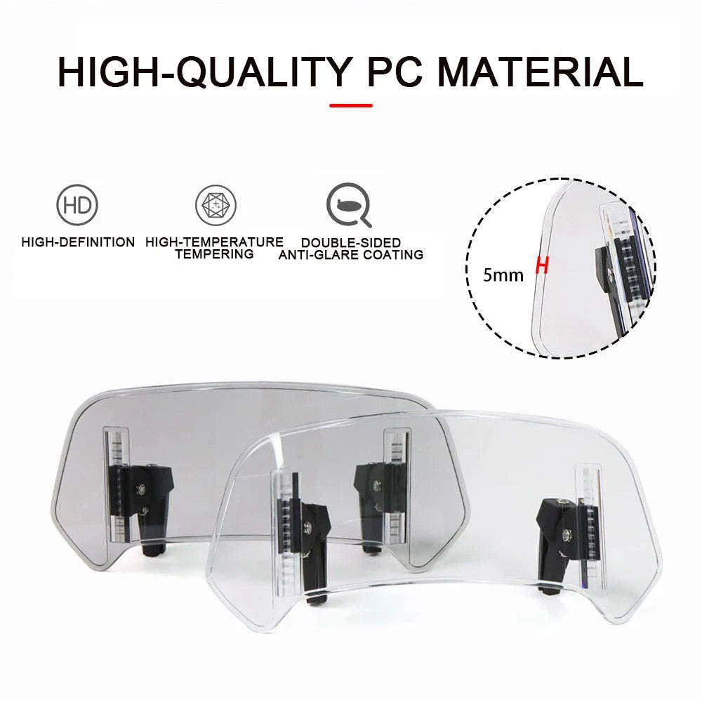 Universal Motorcycle Windshield Extension Adjustable Deflector-V2 Medium Clear
