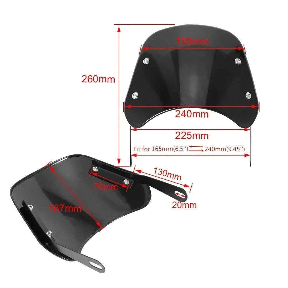 Universal Motorcycle Windshield Wind Deflector-black
