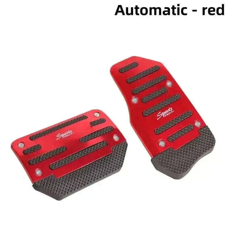 Universal Non-Slip Aluminum Pedal Covers for Manual Cars-Manual-Red