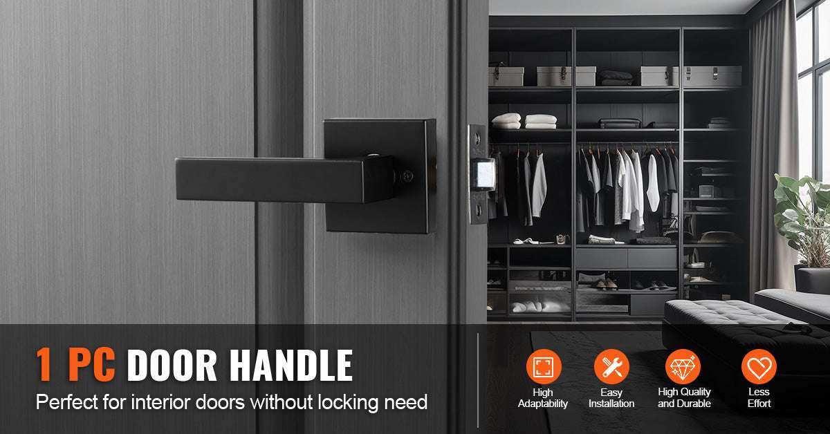 Universal Passage Door Handle – Reversible Matte Black Lever-type4 / United States