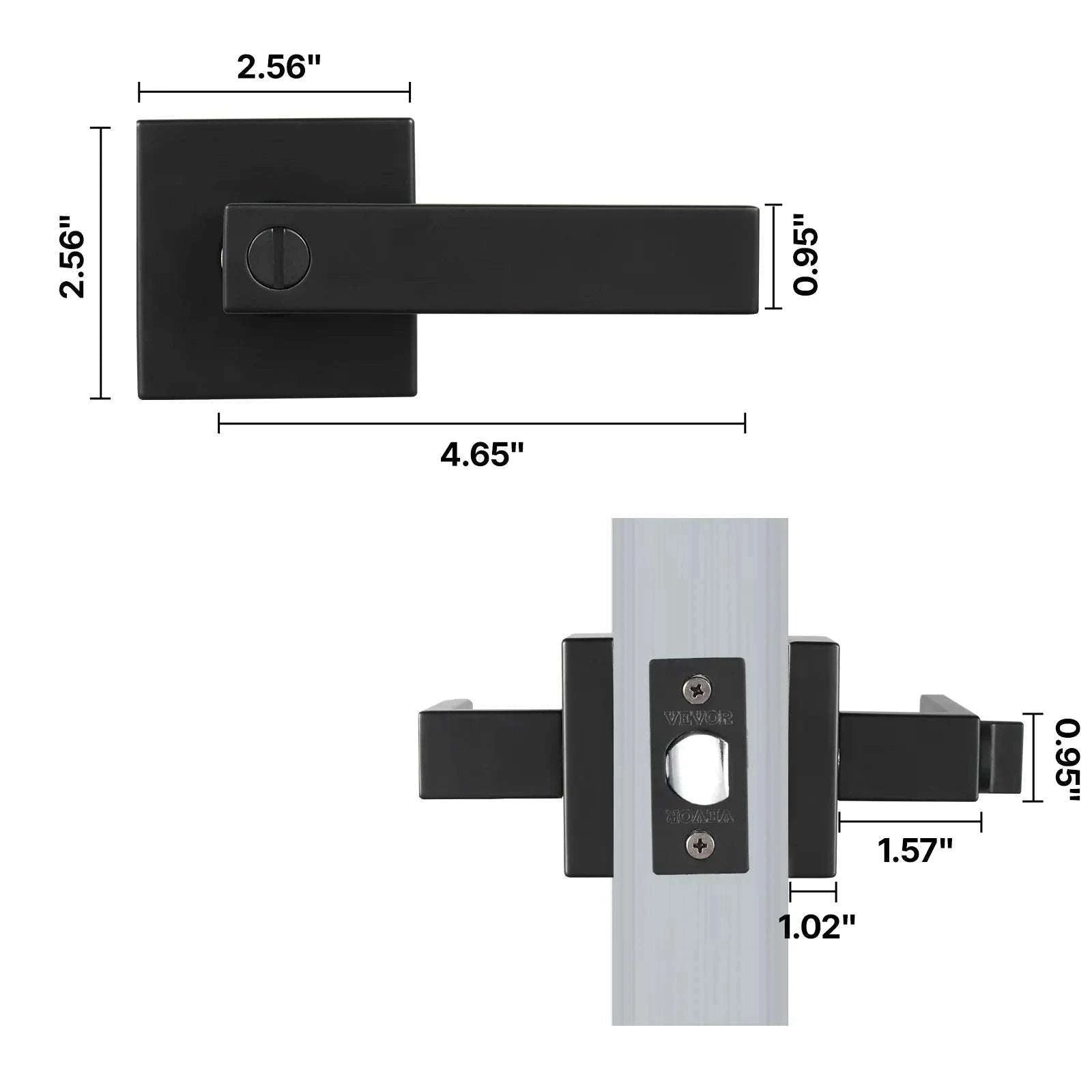 Universal Passage Door Handle – Reversible Matte Black Lever-type4 / United States