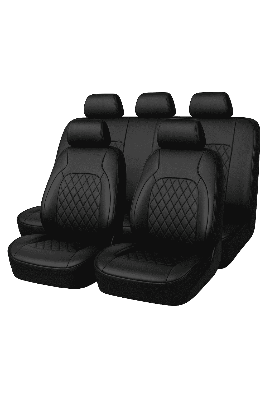 Universal PU Leather Car Seat Cover Set-Black full set