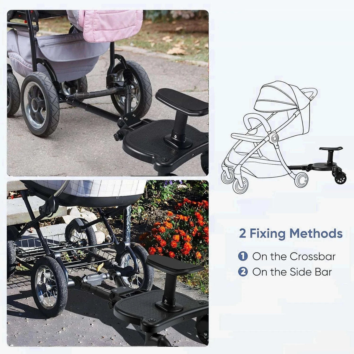 Universal Stroller Ride On Board with Seat for Kids 2–6 Years-black / france