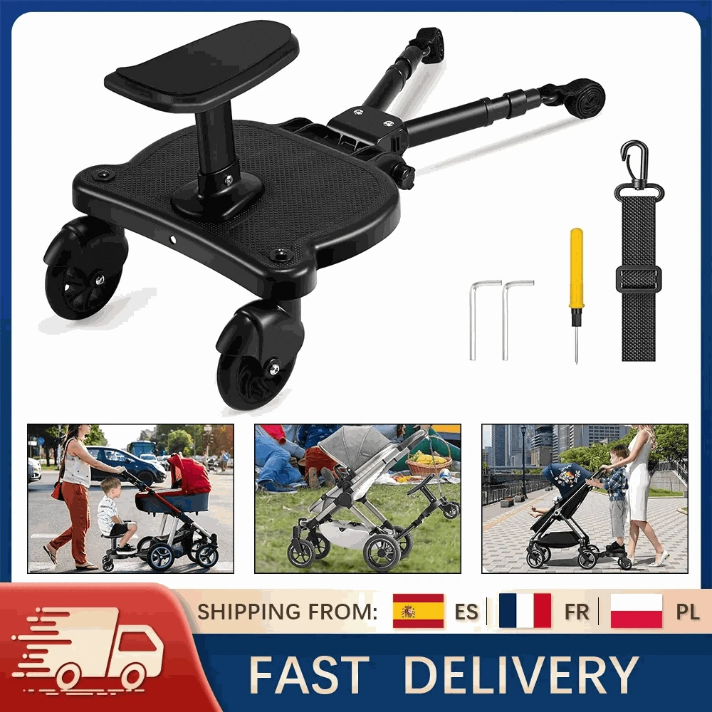 Universal Stroller Ride On Board with Seat for Kids 2–6 Years-black / france