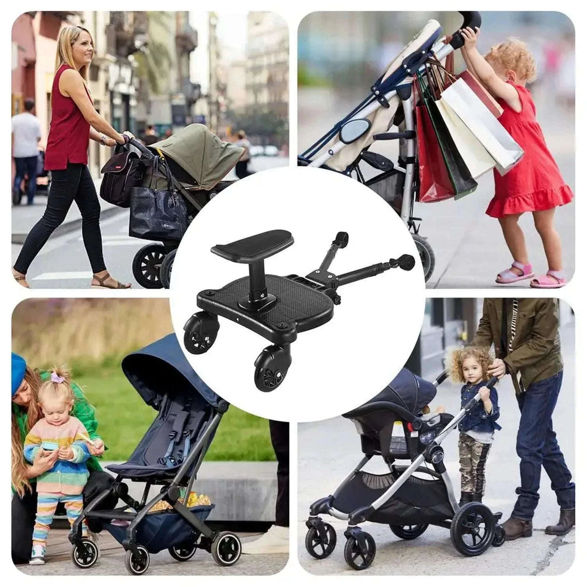 Universal Stroller Ride On Board with Seat for Kids 2–6 Years-black / france