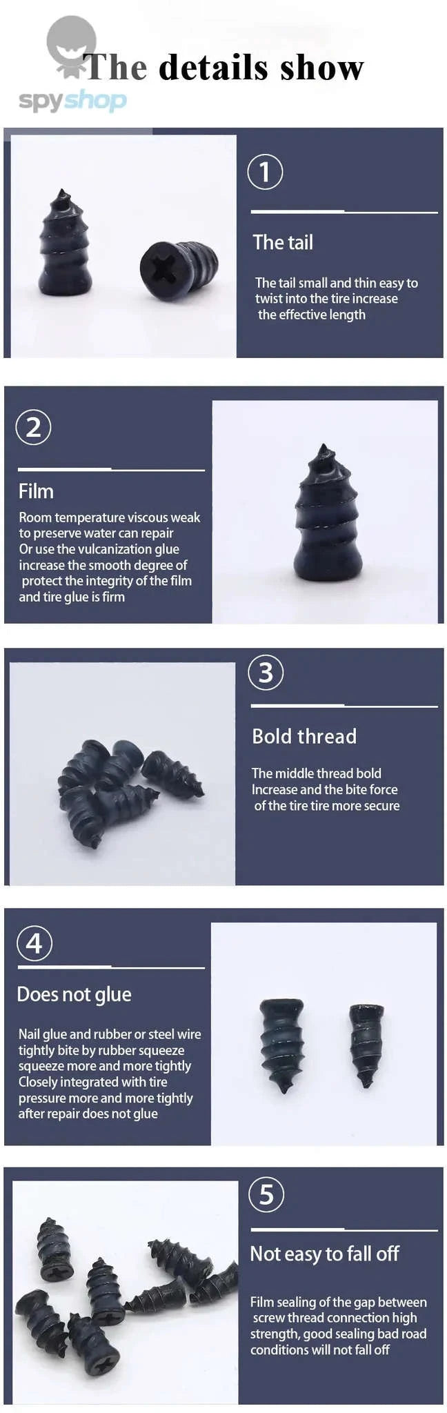 Universal Tire Repair Rubber Nail Set-5S5L Mix
