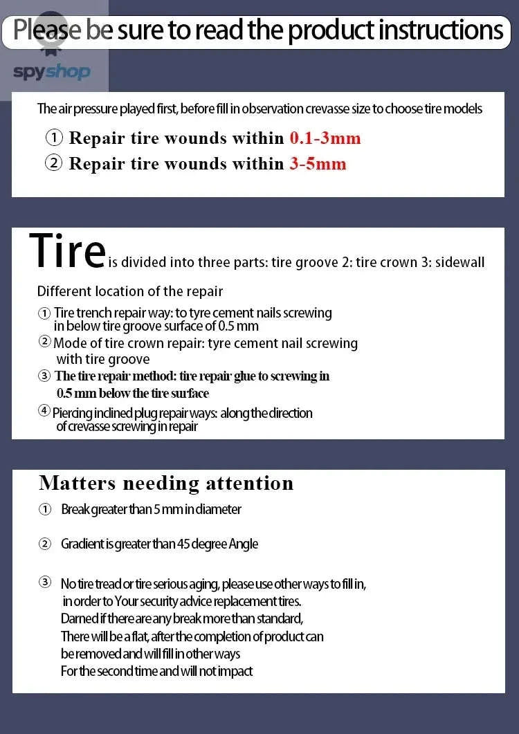 Universal Tire Repair Rubber Nail Set-5S5L Mix