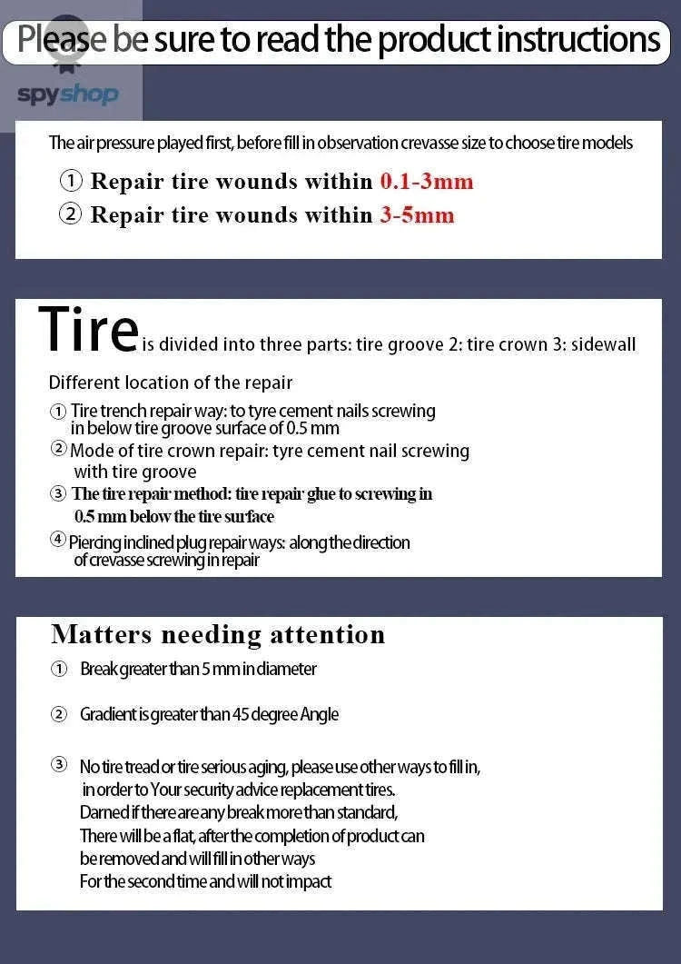 Universal Tire Repair Rubber Nail Set for Quick Puncture Fixes-5S5L Mix
