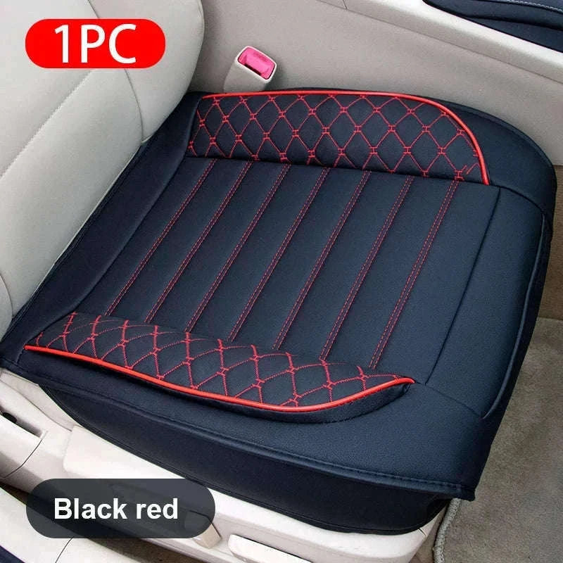 Universal Wrapped Car Seat Cover Breathable Wear-Resistant PU Leather-Red rear 1pc