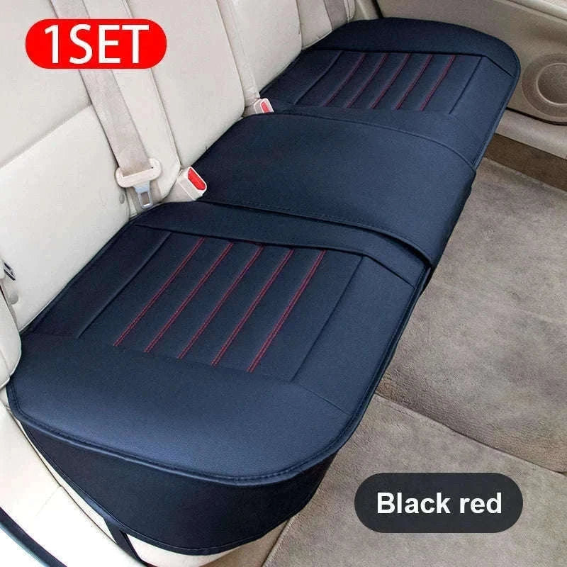 Universal Wrapped Car Seat Cover Breathable Wear-Resistant PU Leather-Red rear 1pc