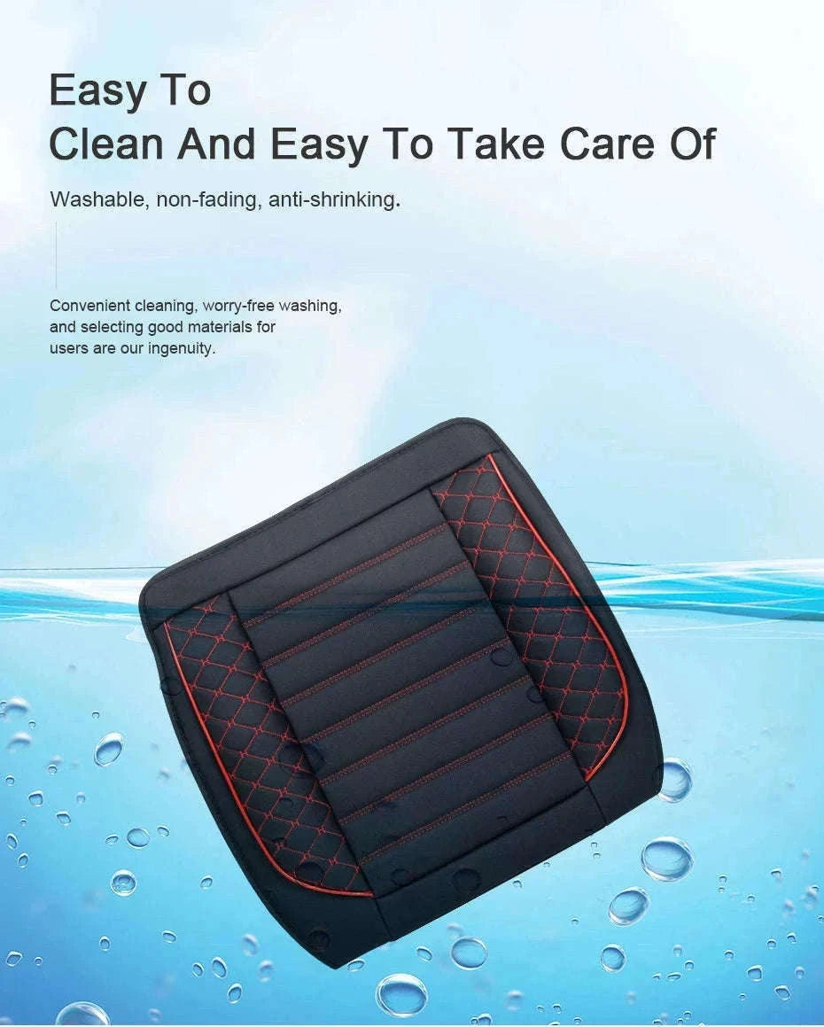 Universal Wrapped Car Seat Cover Breathable Wear-Resistant PU Leather-Red rear 1pc
