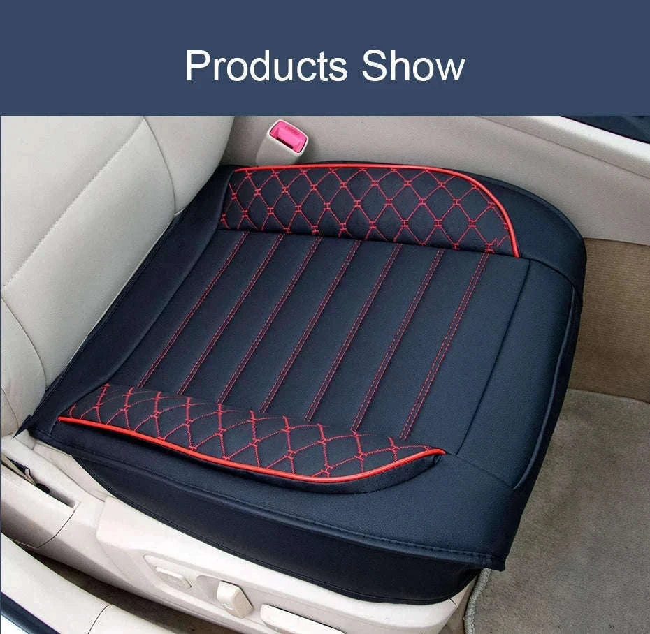 Universal Wrapped Car Seat Cover Breathable Wear-Resistant PU Leather-Red rear 1pc