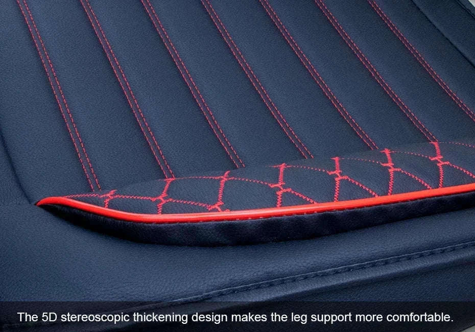 Universal Wrapped Car Seat Cover Breathable Wear-Resistant PU Leather-Red rear 1pc