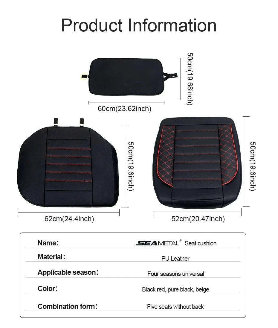 Universal Wrapped Car Seat Cover Breathable Wear-Resistant PU Leather-Red rear 1pc