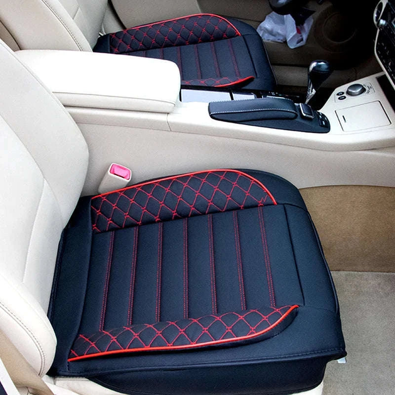 Universal Wrapped Car Seat Cover Breathable Wear-Resistant PU Leather-Red rear 1pc