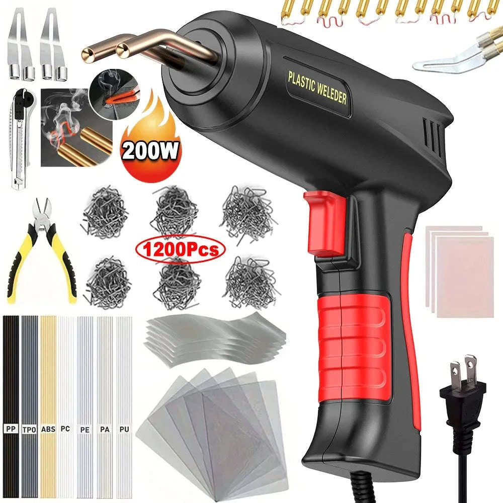 Upgraded 2‑in‑1 Plastic Welding Kit Hot Stapler & Staples-Red 1200Pcs / 110V