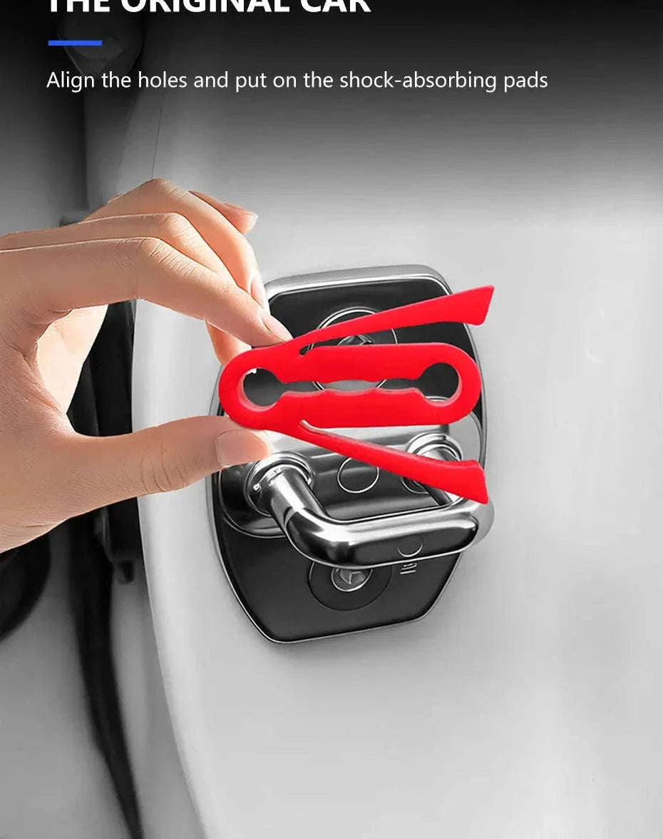 Upgraded Car Door Buckle Cushion Silicone Shock Absorbing Pad-Upgraded Red 4pcs