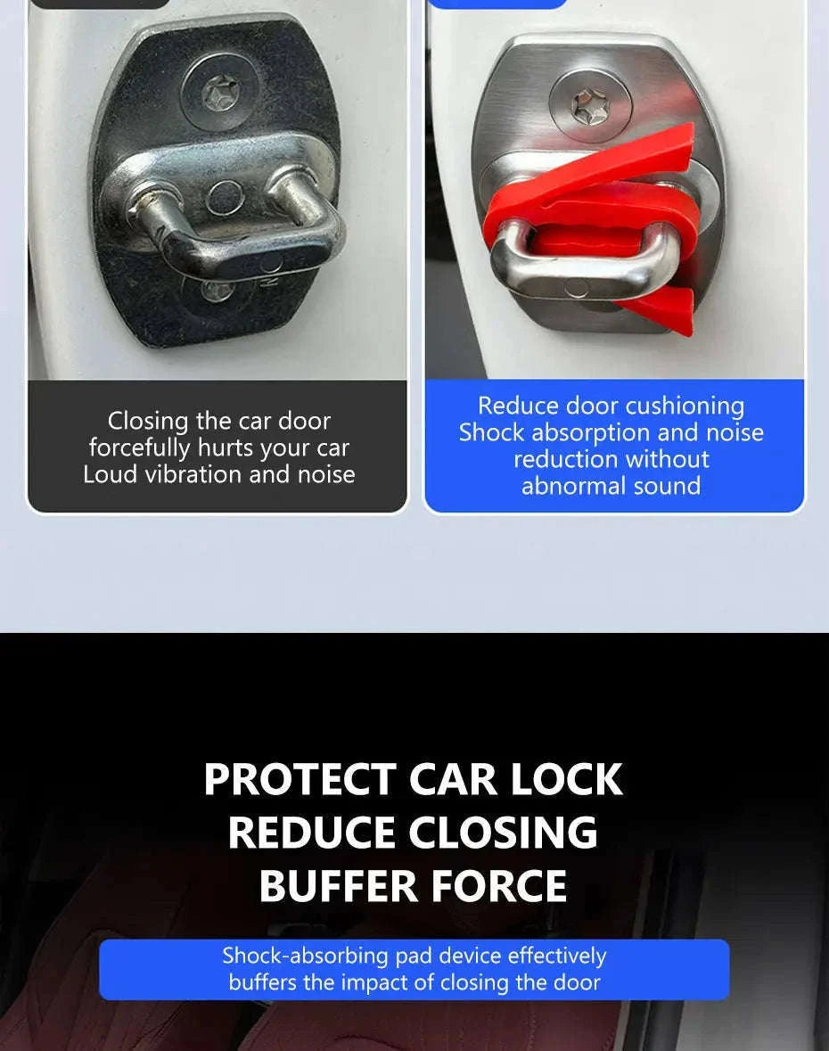 Upgraded Car Door Buckle Cushion Silicone Shock Absorbing Pad-Upgraded Red 4pcs