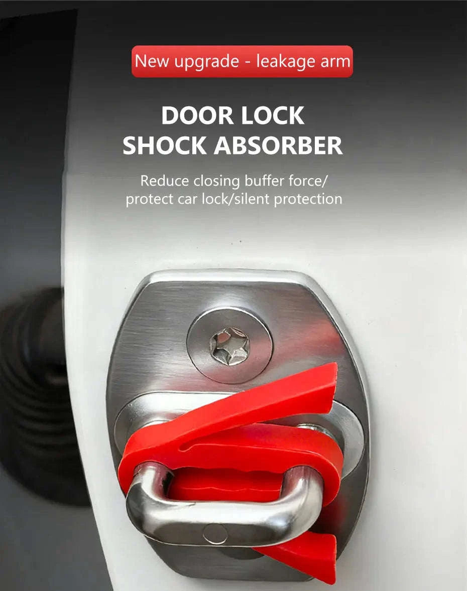 Upgraded Car Door Buckle Cushion Silicone Shock Absorbing Pad-Upgraded Red 4pcs