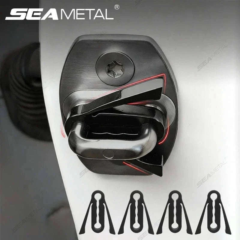 Upgraded Car Door Buckle Cushion Silicone Shock Absorbing Pad-Upgraded Red 4pcs