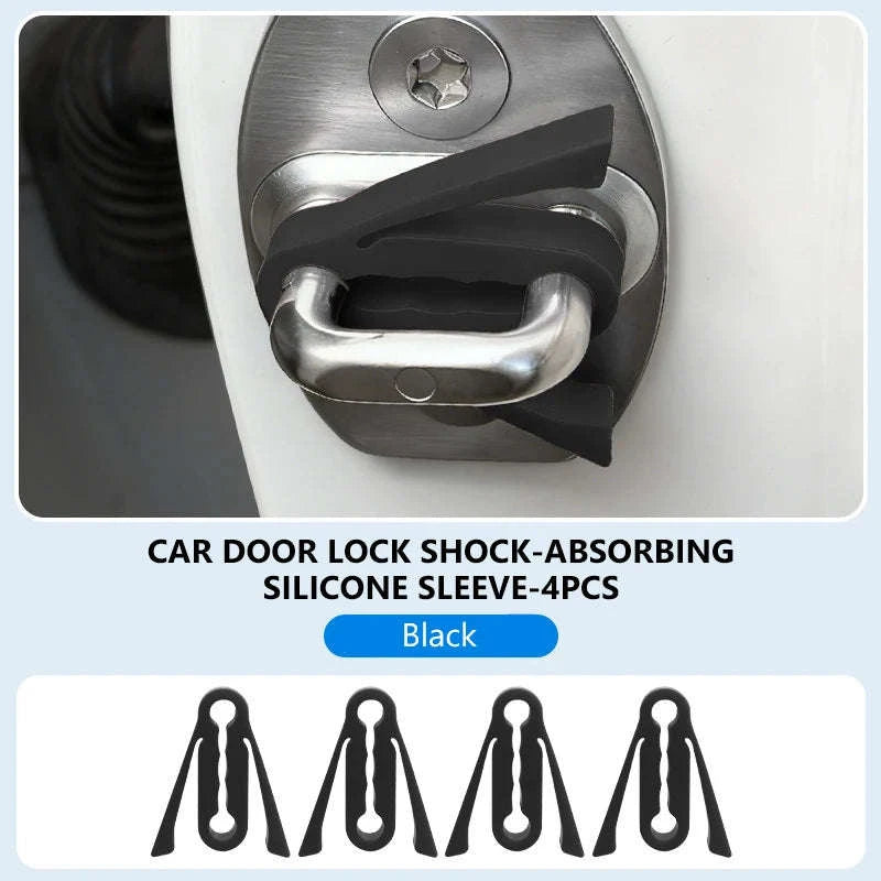 Upgraded Car Door Buckle Cushion Silicone Shock Absorbing Pad-Upgraded Red 4pcs