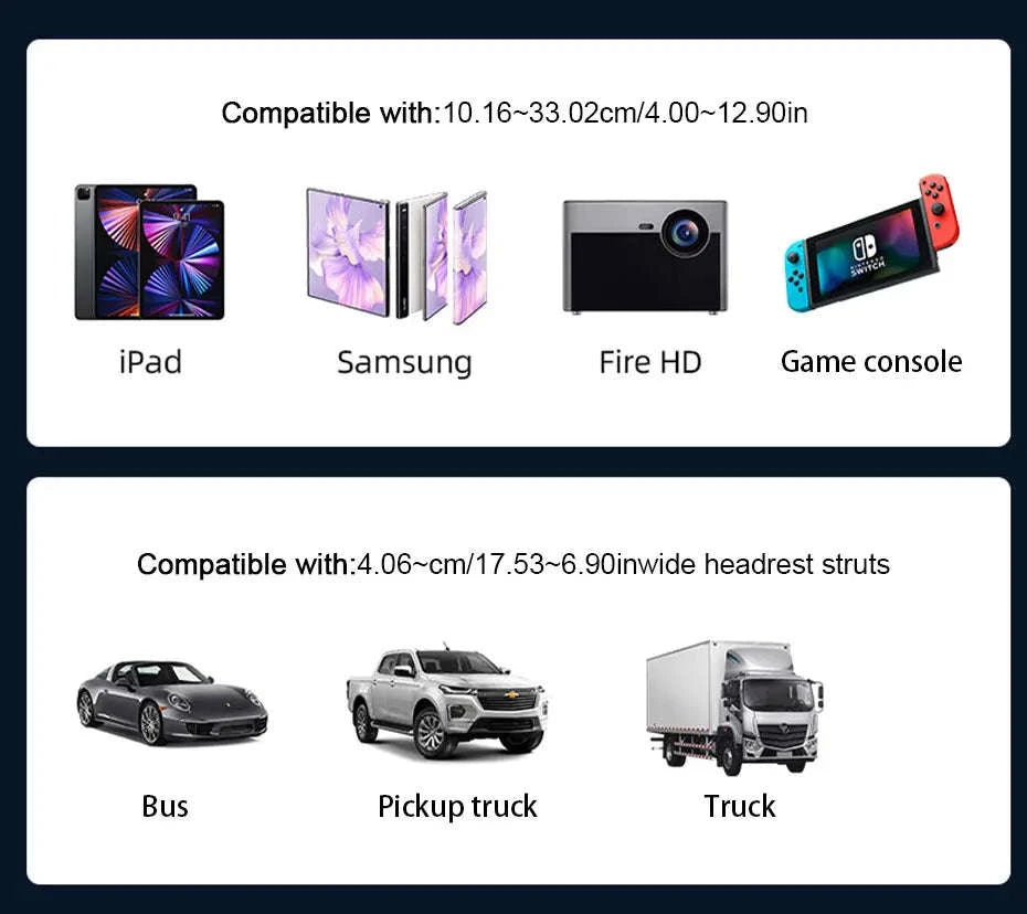 Upgraded Car Headrest Phone Holder for 4-12.9 Inch Devices-1pc