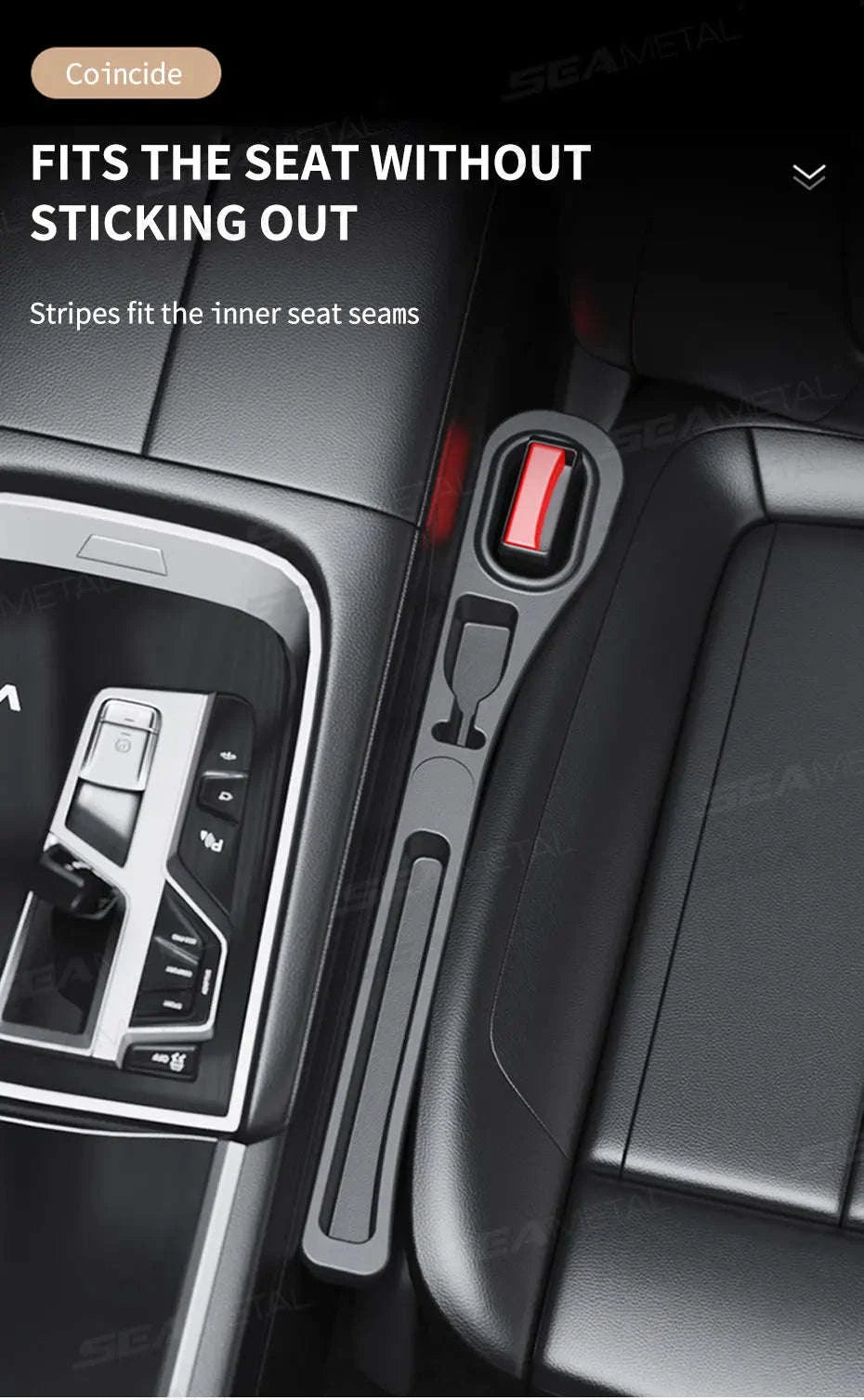 Upgraded Car Seat Gap Filler 2 Pcs Center Console Side Crevice Filler Strip-Brown 2pcs