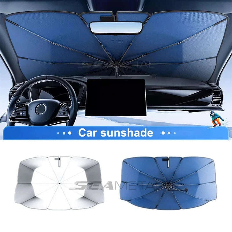 Upgraded Windshield Sun Shade for Car Heat Insulation Sun Protection Cover UPF50+ UV Blocking Auto Sunshade Umbrella-1pc