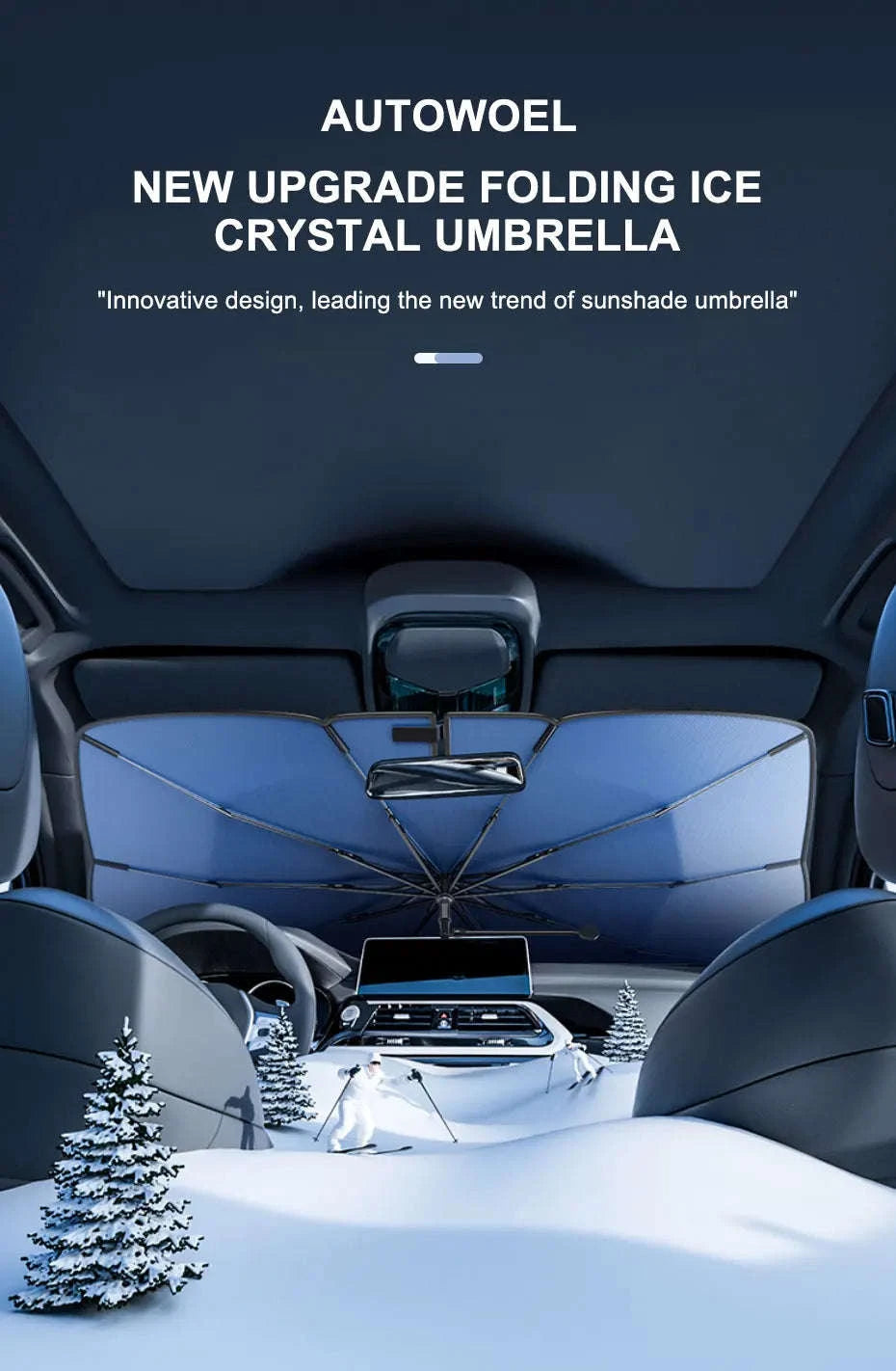 Upgraded Windshield Sun Shade for Car Heat Insulation Sun Protection Cover UPF50+ UV Blocking Auto Sunshade Umbrella-1pc