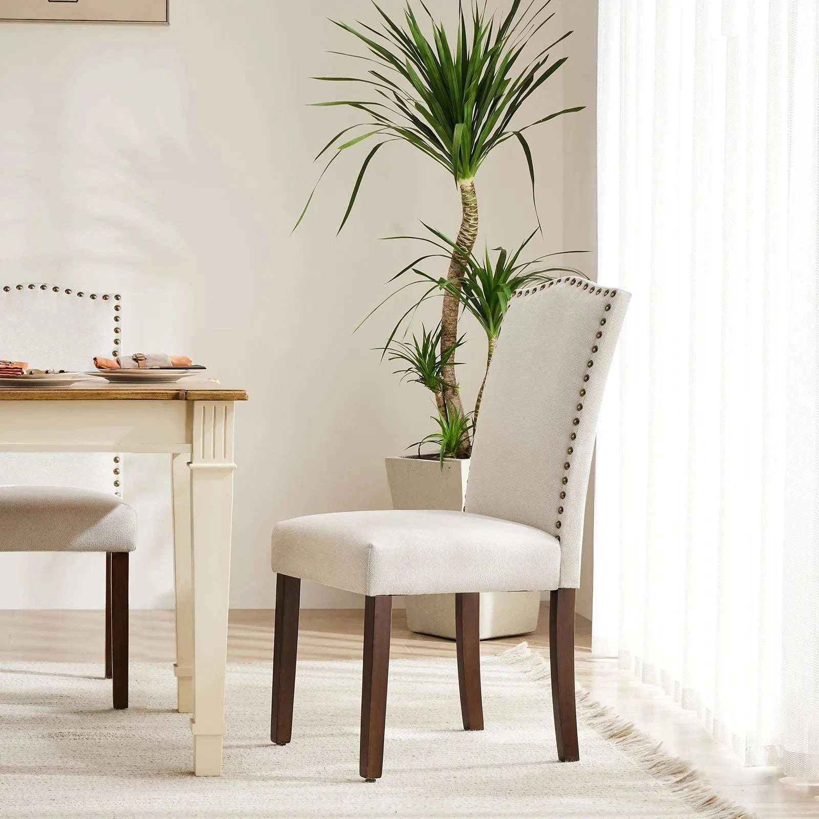 Upholstered Dining Chairs Set of 2 with Padded Backrest Cushion-LIGHT GRAY / United States