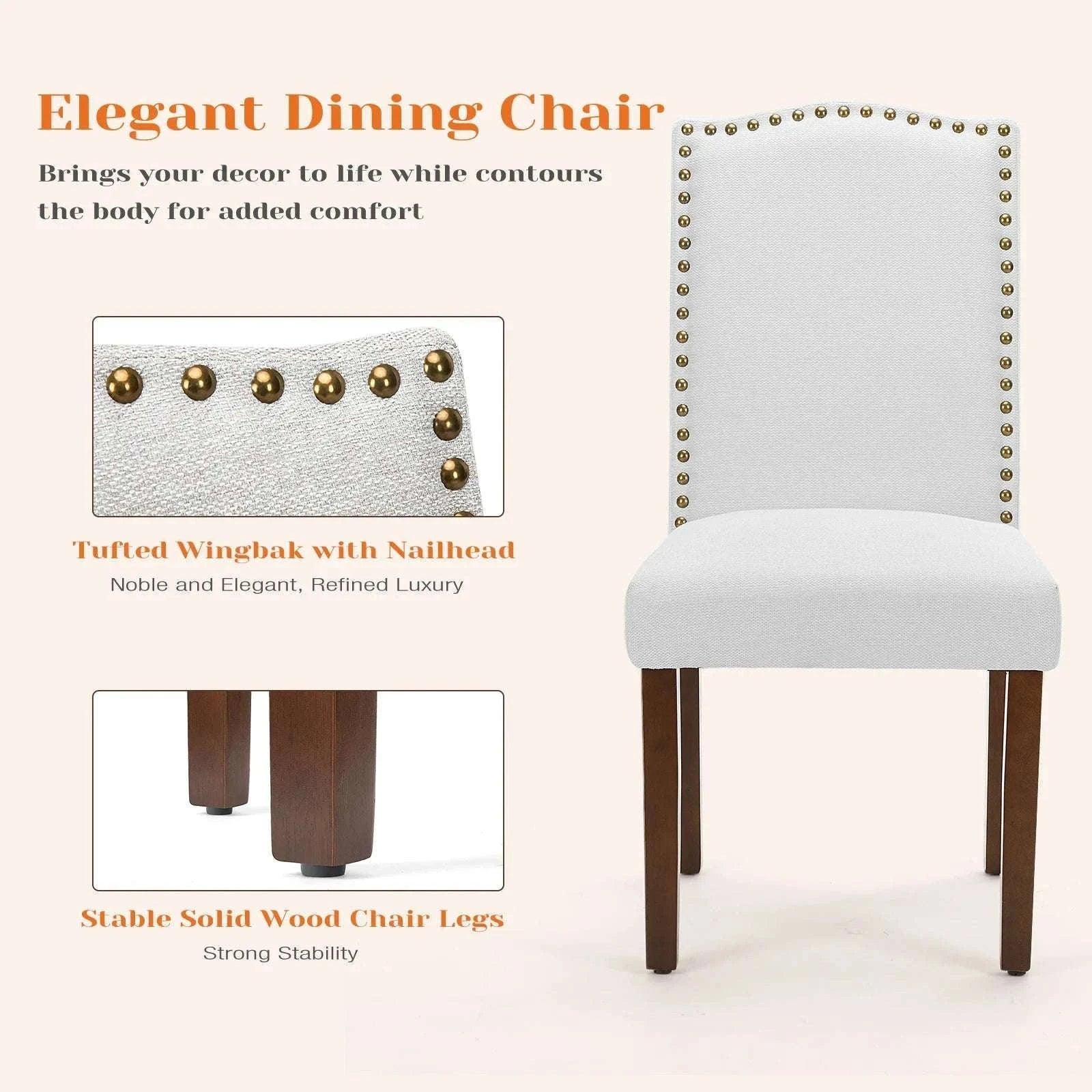 Upholstered Dining Chairs Set of 2 with Padded Backrest Cushion-LIGHT GRAY / United States