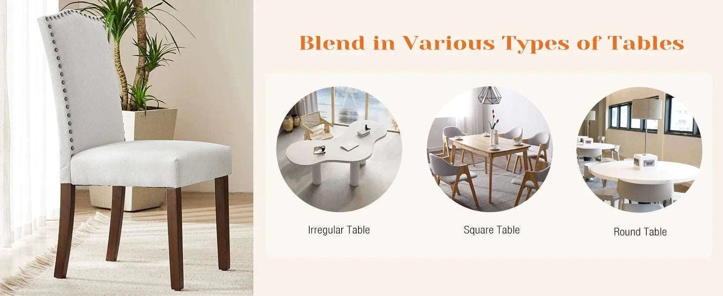 Upholstered Dining Chairs Set of 2 with Padded Backrest Cushion-LIGHT GRAY / United States