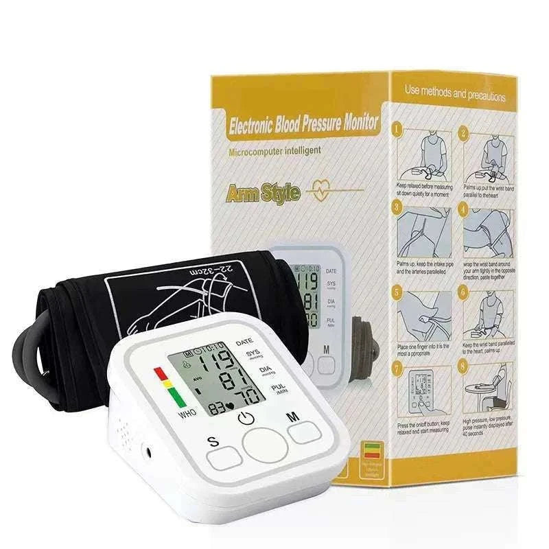 Upper Arm Automatic Blood Pressure Monitor for Home Checks-White