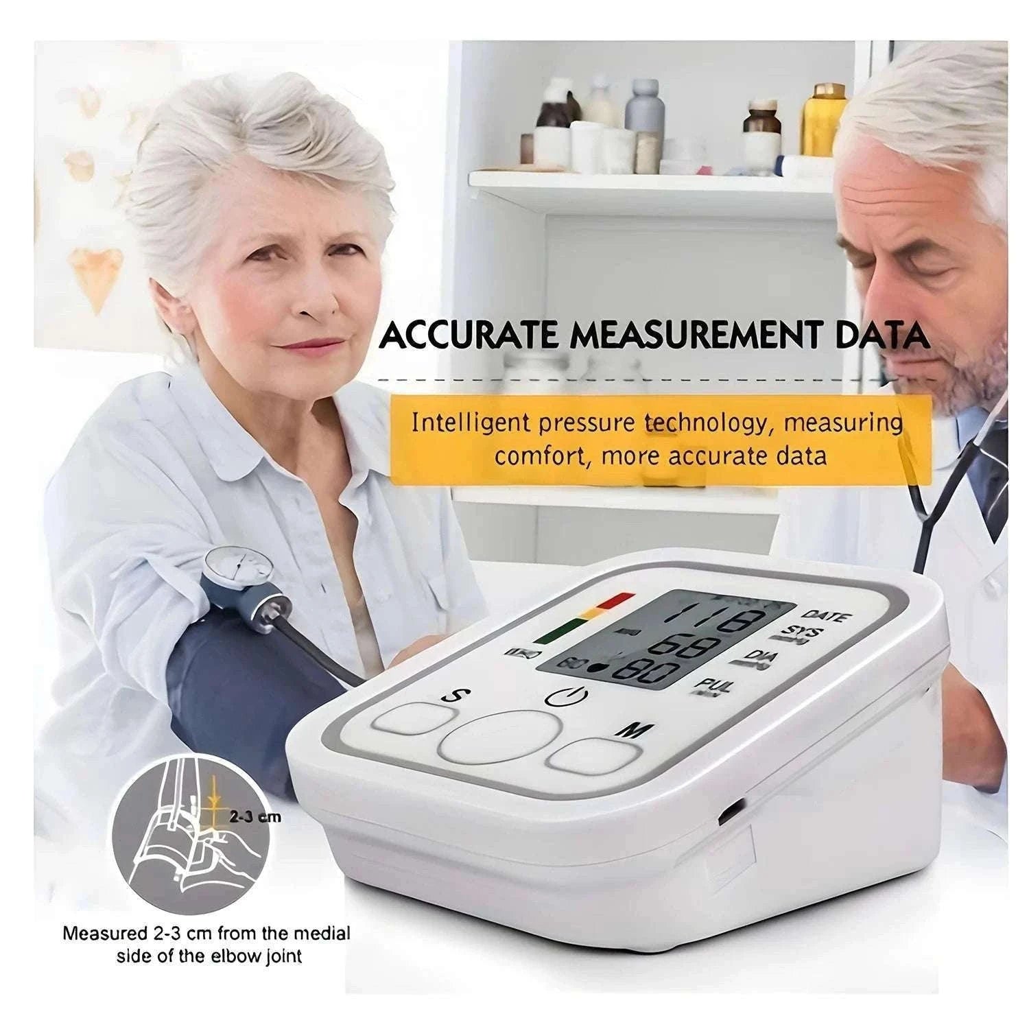 Upper Arm Automatic Blood Pressure Monitor for Home Checks-White