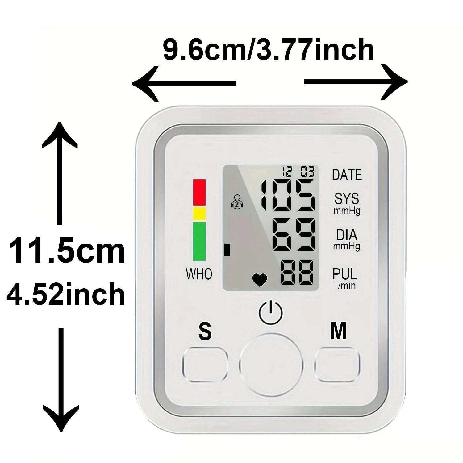 Upper Arm Automatic Blood Pressure Monitor for Home Checks-White