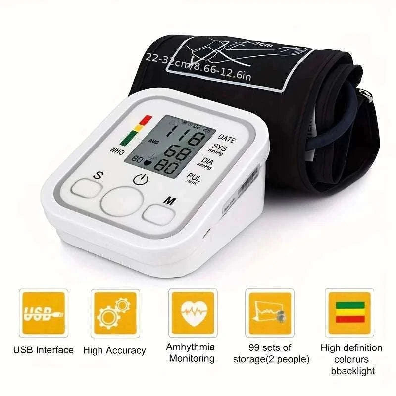 Upper Arm Automatic Blood Pressure Monitor for Home Checks-White