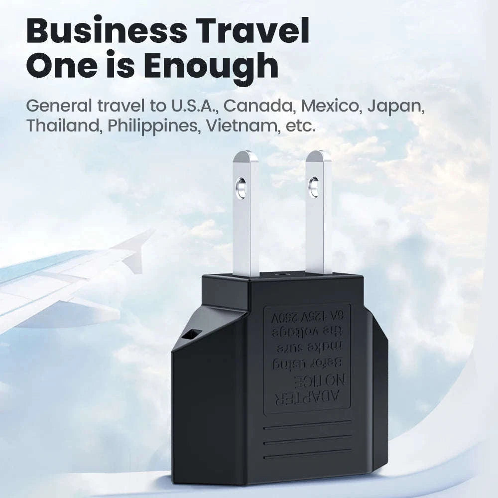 US to EU Travel Adapter-2PCS Black