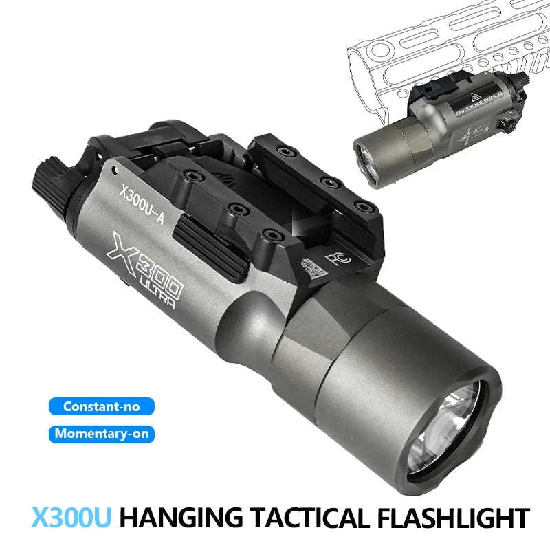 US Warehouse Metal SF X300 X300U Ultra Pistol Scout Light Tactical Rifle Airsoft Hunting Flashlight for 20mm Rail-X300U-DE / United States