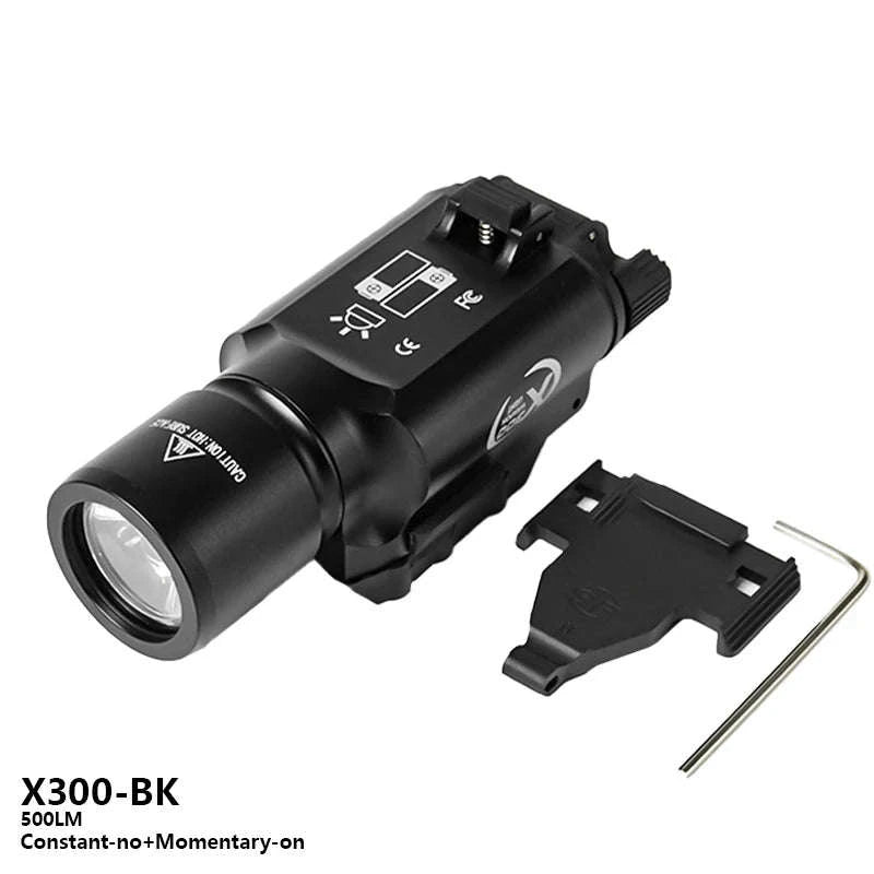 US Warehouse Metal SF X300 X300U Ultra Pistol Scout Light Tactical Rifle Airsoft Hunting Flashlight for 20mm Rail-X300U-DE / United States