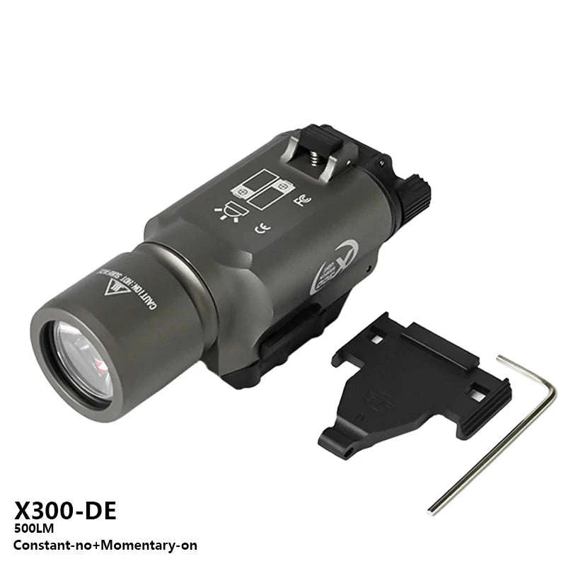 US Warehouse Metal SF X300 X300U Ultra Pistol Scout Light Tactical Rifle Airsoft Hunting Flashlight for 20mm Rail-X300U-DE / United States