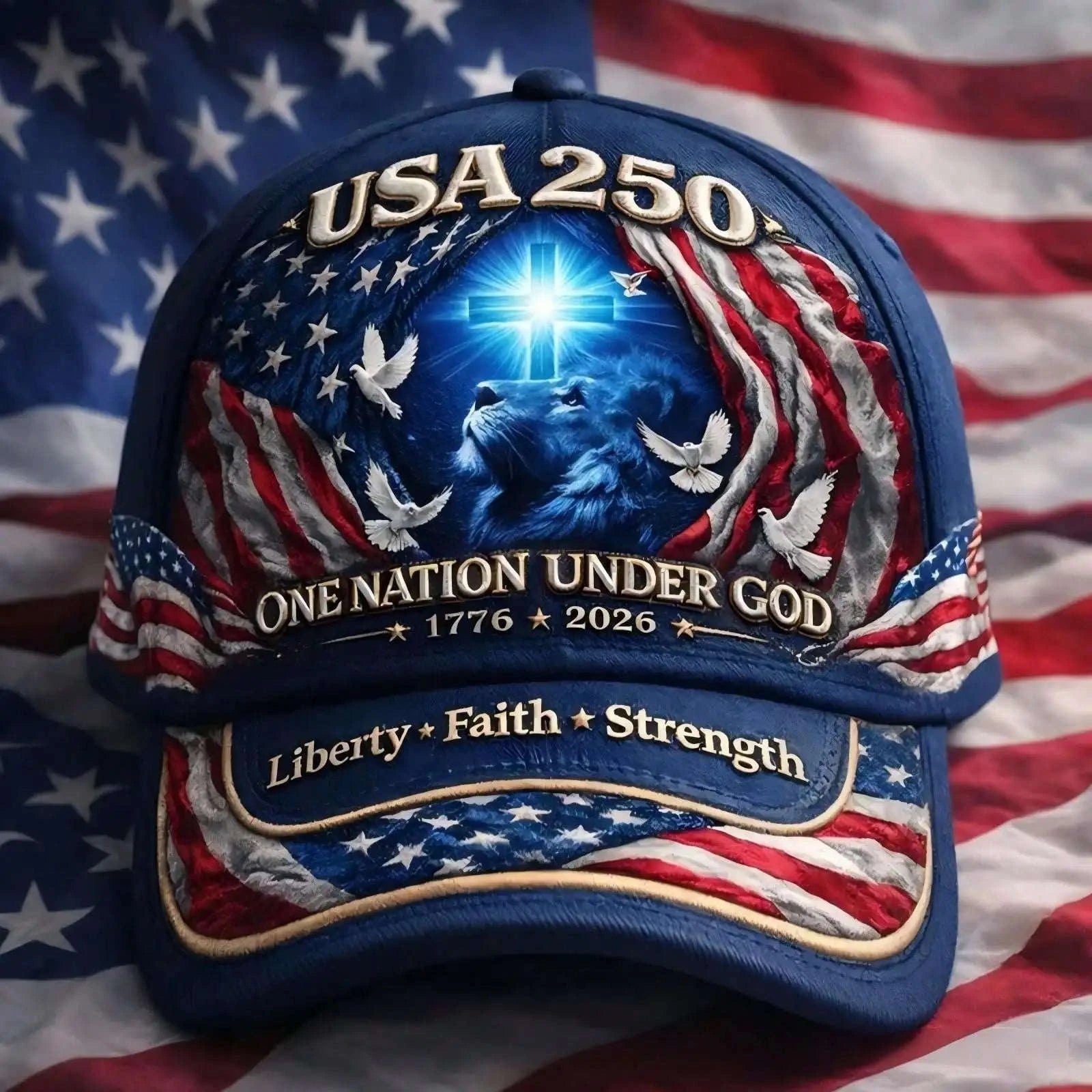 USA 250th Anniversary Lion of Judah Adjustable Baseball Cap-United States / 004BQM / 004BQM